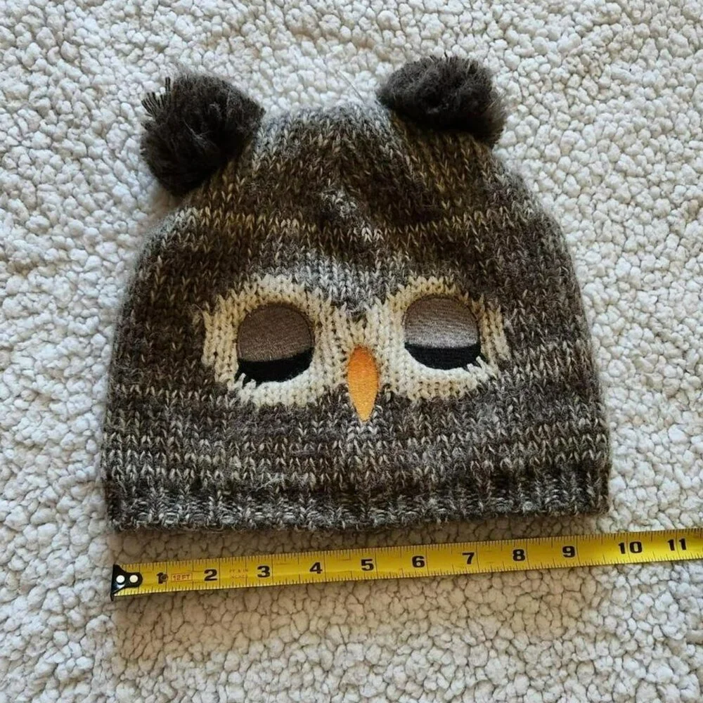 Vintage Y2k brown owl Knit Beanie Outdoors Scandi Girl Granola Girl Indie - Picture 3 of 7